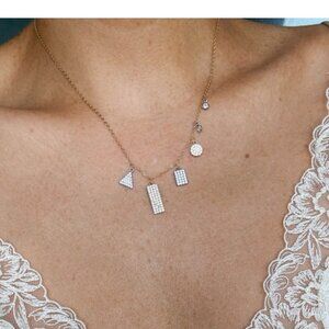 Gold Plated Sterling Silver Multi Shaped Pavé Swarovski Crystal Accented Pendant